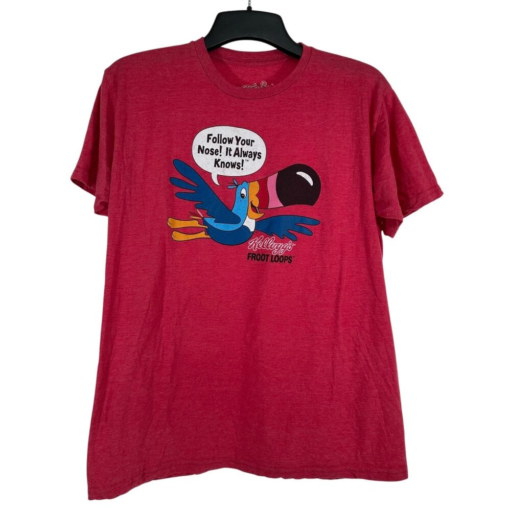 Tee Luv Kelloggs Froot Loops Toucan Sam Red Graphic Shirt Large Follow Your Nose